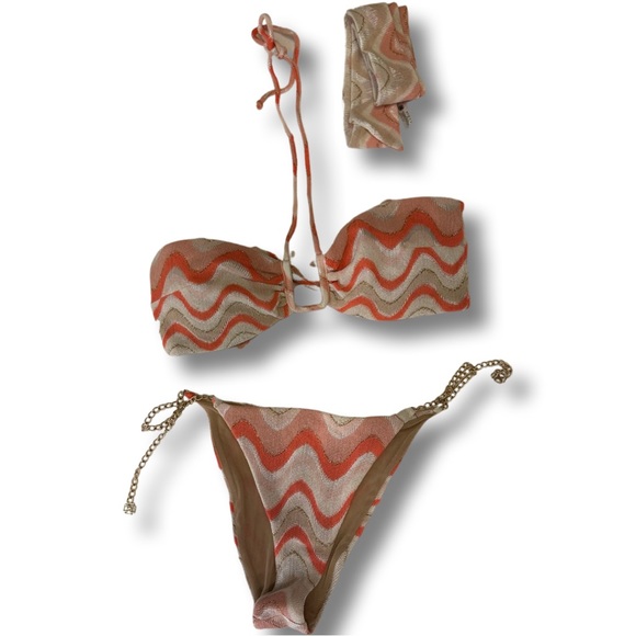 DEVON WINDSOR Other - DEVON WINDSOR Zigzag Bikini in Orange and Cream